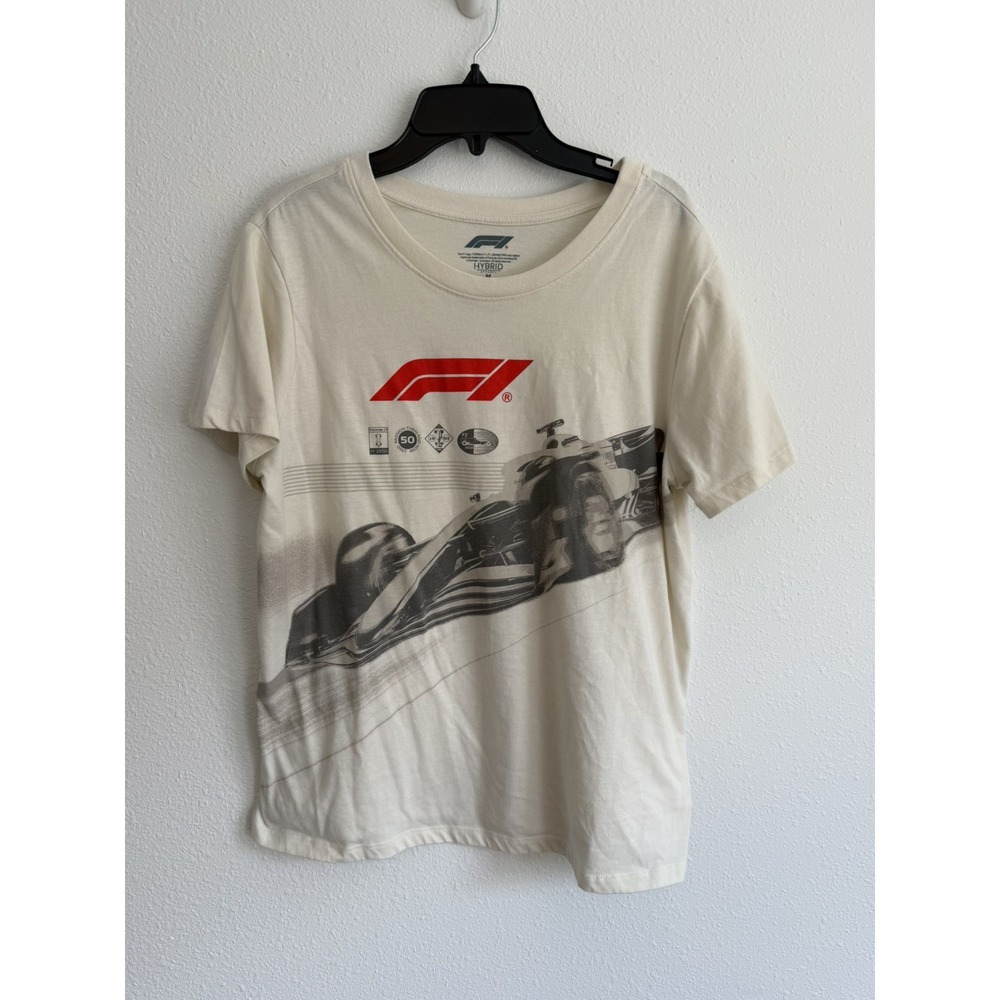 Formula 1 F1 Racing Graphic T-shirt Women Medium Ivory Short Sleeve